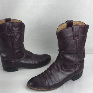 Justin Boots Roper Western Cowboy Boots Burgundy